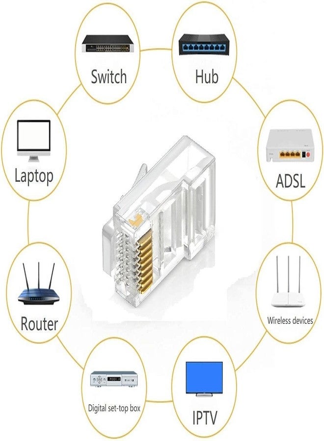 serah أداة تجعيد كابلات إيثرنت معيارية 3 في 1 من سيرا، قاطع كابلات Rj45 وRj11 وCat5e/Cat6 LAN وموصلات الشريط، أغطية تخفيف الإجهاد (عبوة من 50 قطعة) - Image 4
